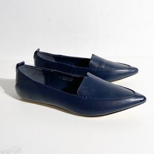 New Matt & Nat Shanit Pointed Toe Loafer Flat Navy Blue Vegan Leather size 37